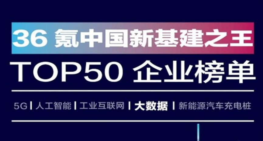 酷家乐等入选36氪中国新基建之王大数据领域TOP50企业