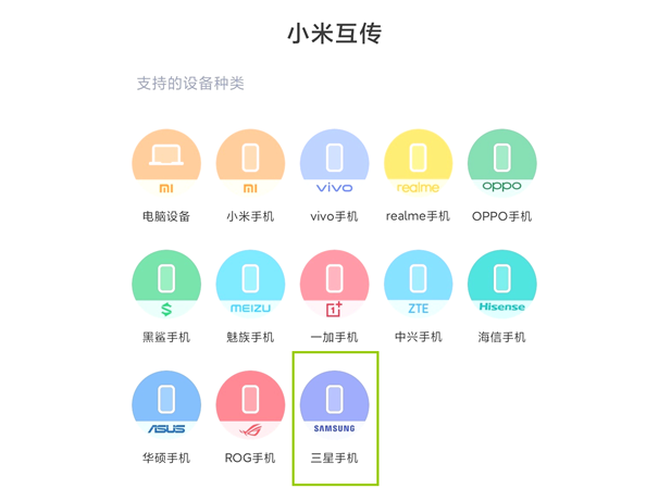 三星加入到小米互传联盟阵营