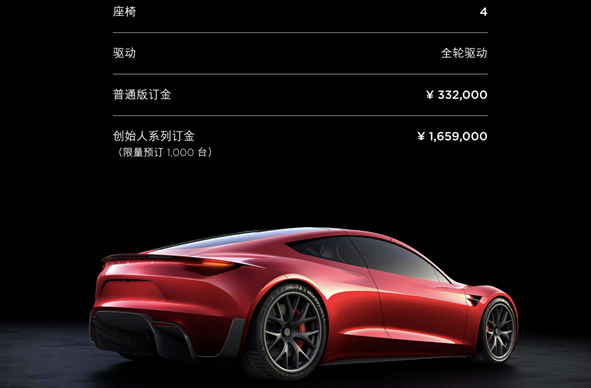 特斯拉官网下架全新Roadster车型预订页面