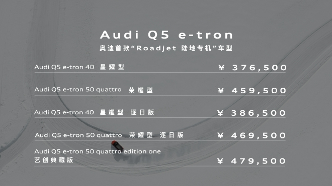 上汽奥迪Q5 e-tron正式公布售价 售37.65-47.95万元