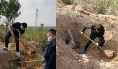 一男子将母亲活埋进废弃墓坑