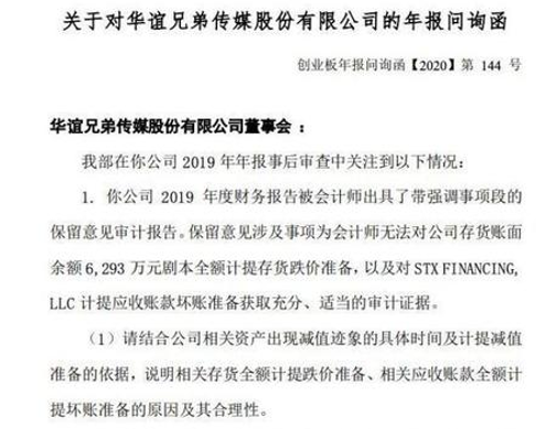 华谊兄弟收到问询函