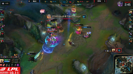 FPX夏季赛首胜2：0封零BLG，Khan上单多次高光
