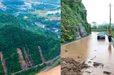 湖北宜昌因遭遇强降雨,导致山体滑坡