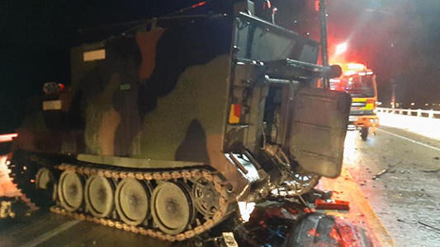 美军装甲车与韩国私家车相撞，源于私家车车速过快