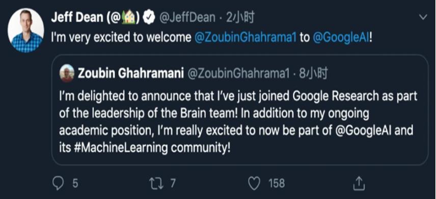 加入谷歌AI，Uber首席科学家Zoubin Ghahramani离职