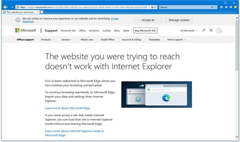 微软强制退休IE浏览器