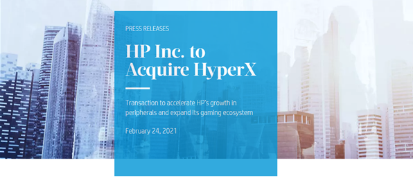 惠普豪掷27.4亿元收购HyperX