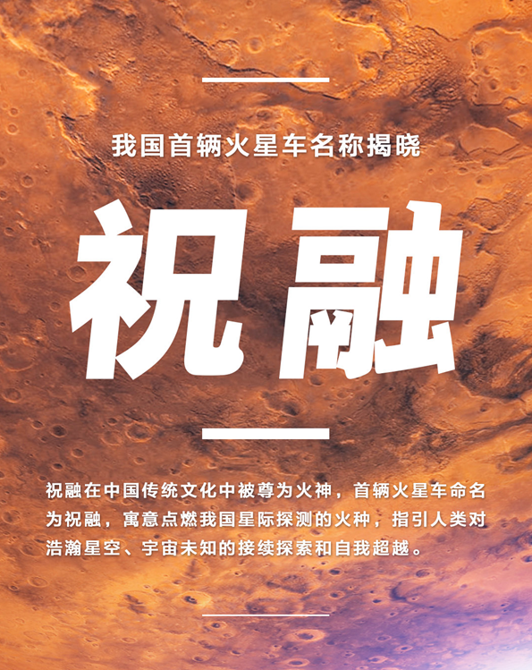 中国首辆火星车正式命名“祝融号”