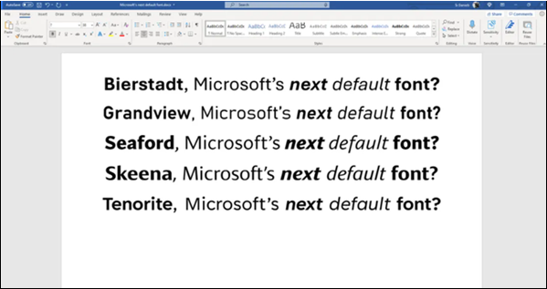 微软宣布Office为十亿用户设计了5种全新字体