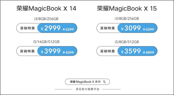荣耀MagicBook X系列笔记本正式开售