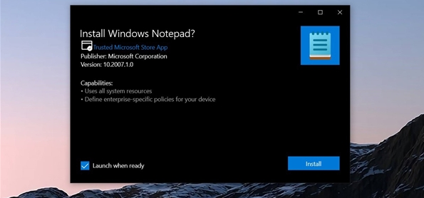 微软在Windows 10太阳谷中推出全新“记事本”应用