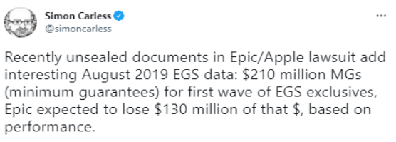 Epic透露限时独占策略导致亏损1.3亿美元